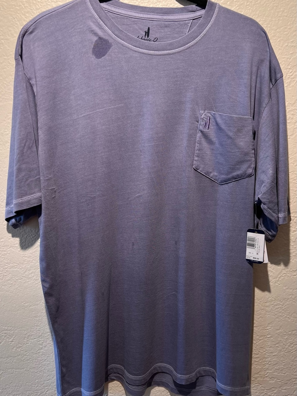 Johhnie-O Pocket T-Shirt in Distressed Blue/Grey
